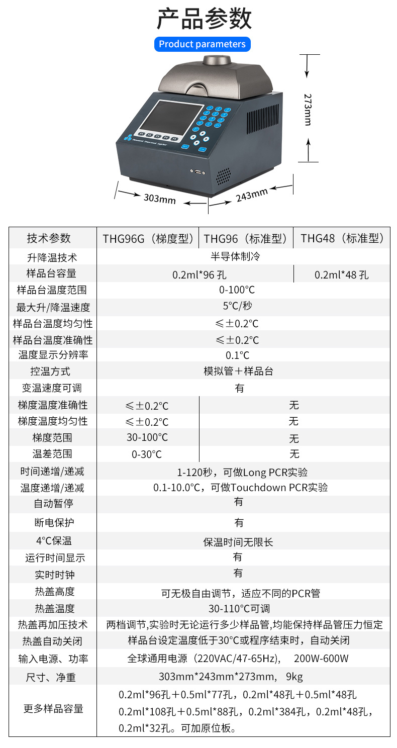 PCR基因擴(kuò)增儀參數(shù)